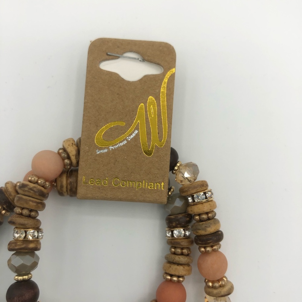 2/$10 Mama Bear Boho Wood Crystal Bead Bracelet - Picture 3 of 3